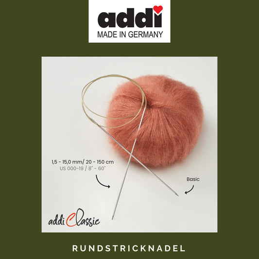 Addi, Classic Rundstricknadeln, 61057, Größe 2, Länge 40