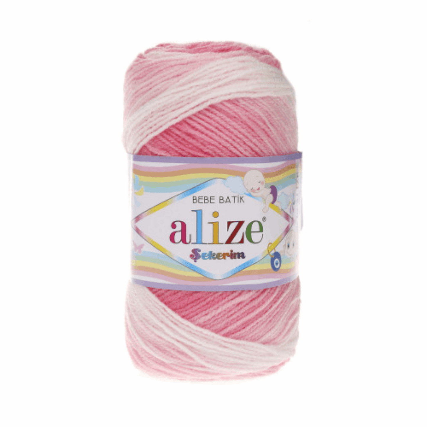 Alize Sekerim Baby Batik, Farbe weiß rosa 2126