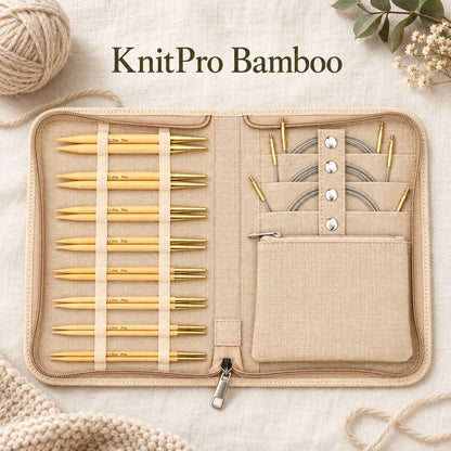 KnitPro Nadelset Bamboo auswechselbare Nadelspitzen 13 cm, 8 Paar, 3,00 mm - 8,00 mm + Zubehör