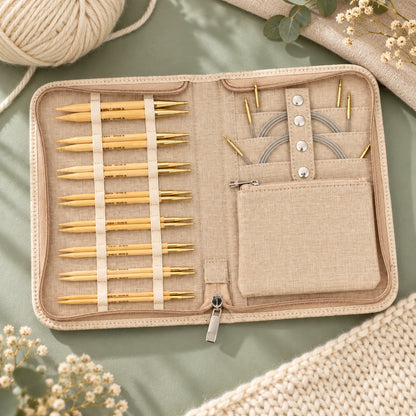 KnitPro Nadelset Bamboo auswechselbare Nadelspitzen 13 cm, 8 Paar, 3,00 mm - 8,00 mm + Zubehör