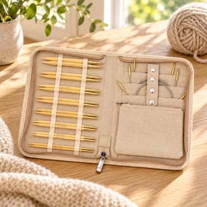 KnitPro Nadelset Bamboo auswechselbare Nadelspitzen 13 cm, 8 Paar, 3,00 mm - 8,00 mm + Zubehör