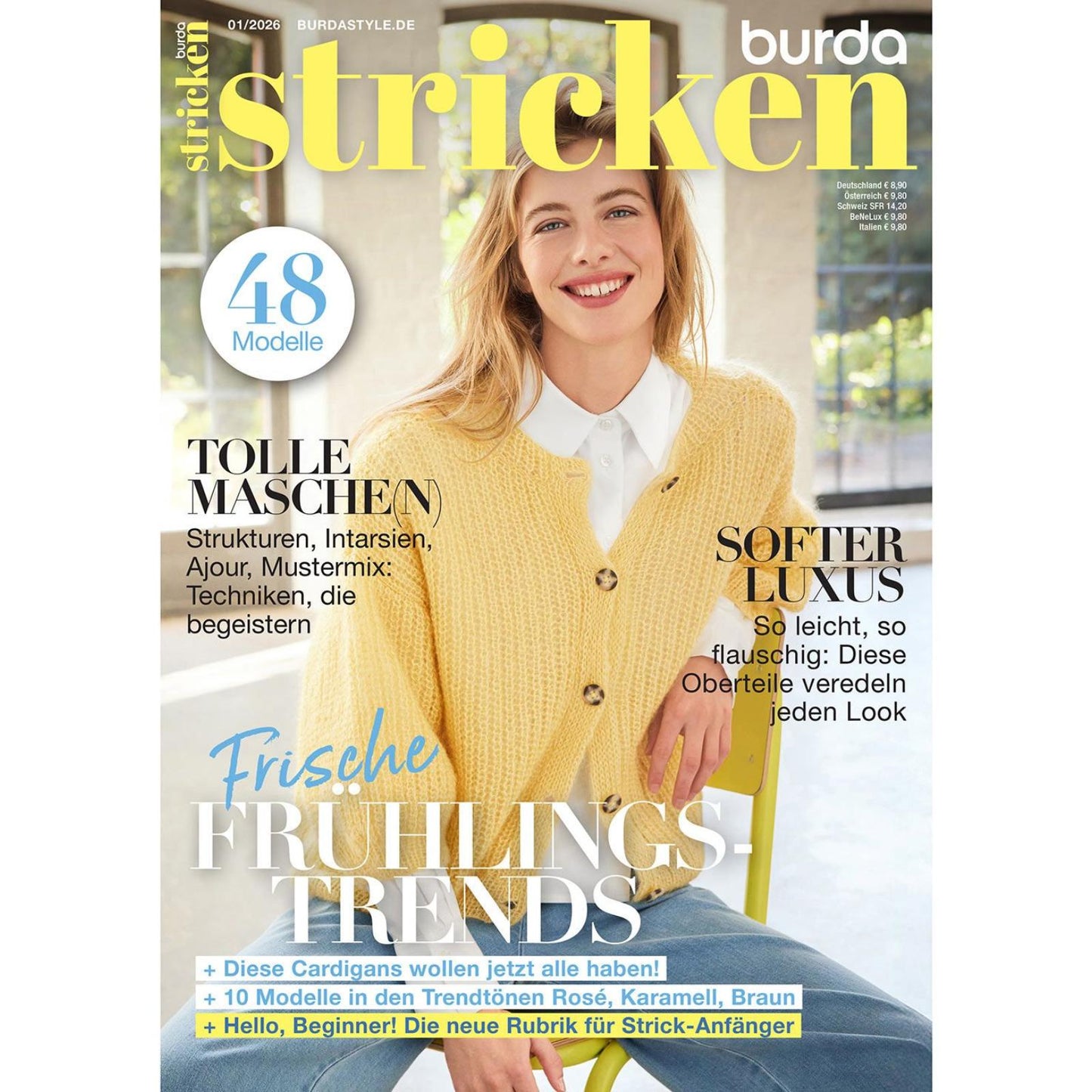 Burda Stricken Heft 1/2026, 48 Modelle – Frische Frühlingstrends