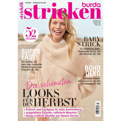 Burda Stricken Heft 3/2026, 52 Modelle – Die schönsten Herbst-Looks