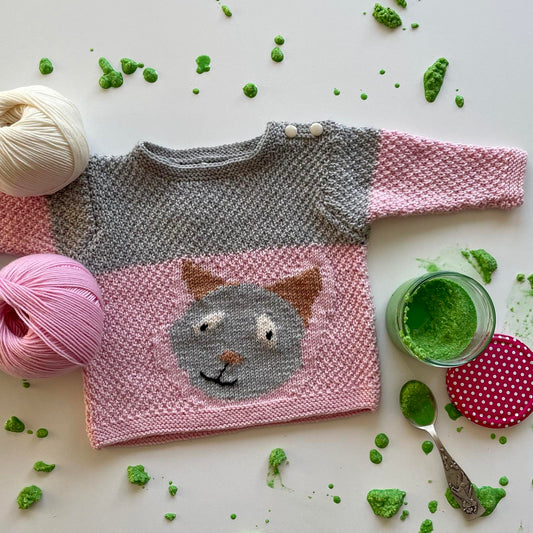 Modell 15206 Baby-Pulli Katze – Originalanleitung von © Austermann by Schoeller