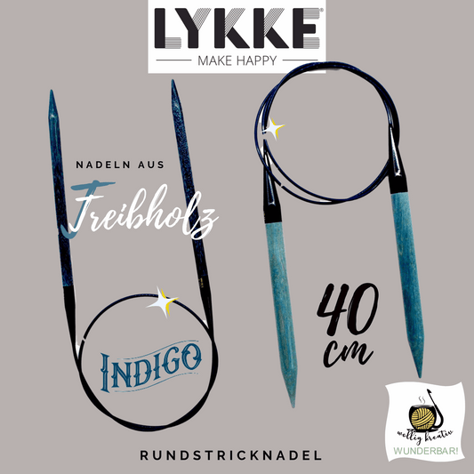 Lykke circular knitting needle indigo, 40 cm, size: 3, made of driftwood, item 15004010