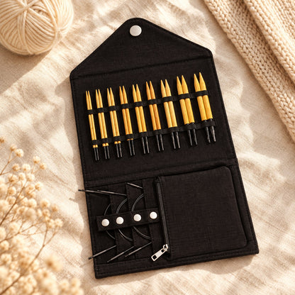 KnitPro Nadelset Lemon Wood auswechselbare Nadelspitzen 13 cm, 9 Paar, 3,00 mm - 8,00 mm + Zubehör