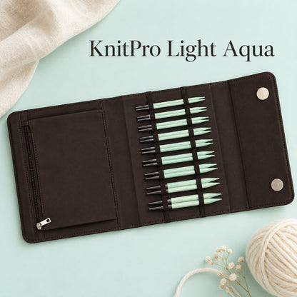 KnitPro Nadelset Light Aqua auswechselbare Nadelspitzen 13 cm, 9 Paar, 3,00 mm - 8,00 mm + Zubehör