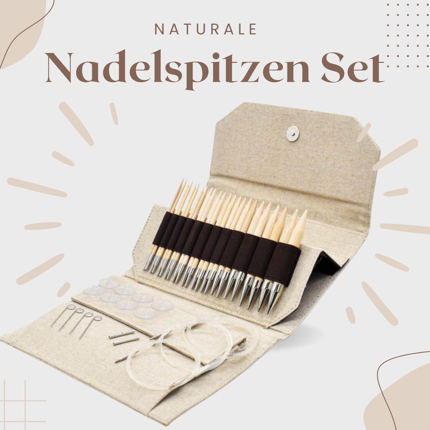 Lykke Nadelspitzen Set Naturale, 3,5-12mm, Beige Jute Canvas 5"