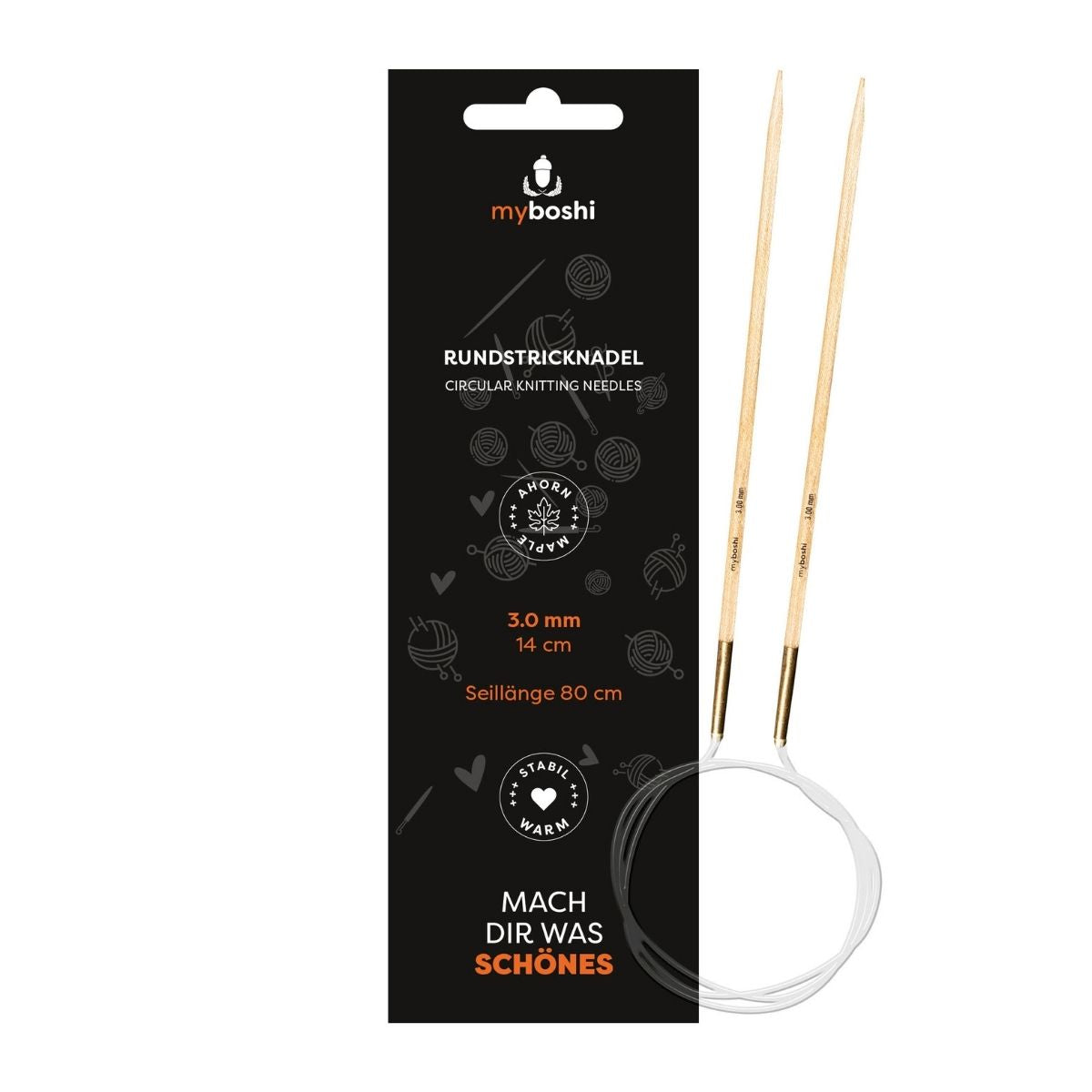 Circular knitting needles maple myboshi, size 3 long 80cm