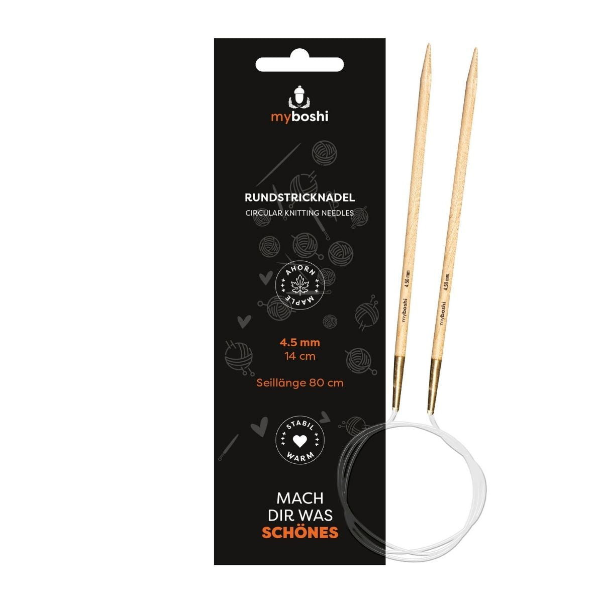 Circular knitting needles maple myboshi, size 4.5 long 80cm