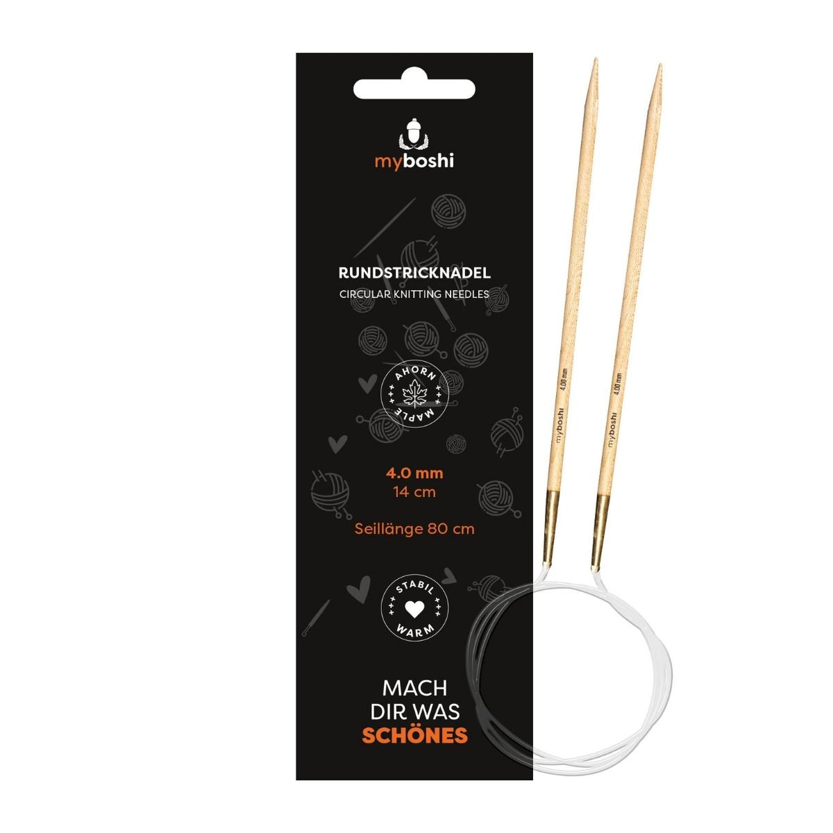 Circular knitting needles maple myboshi, size 4 long 80cm