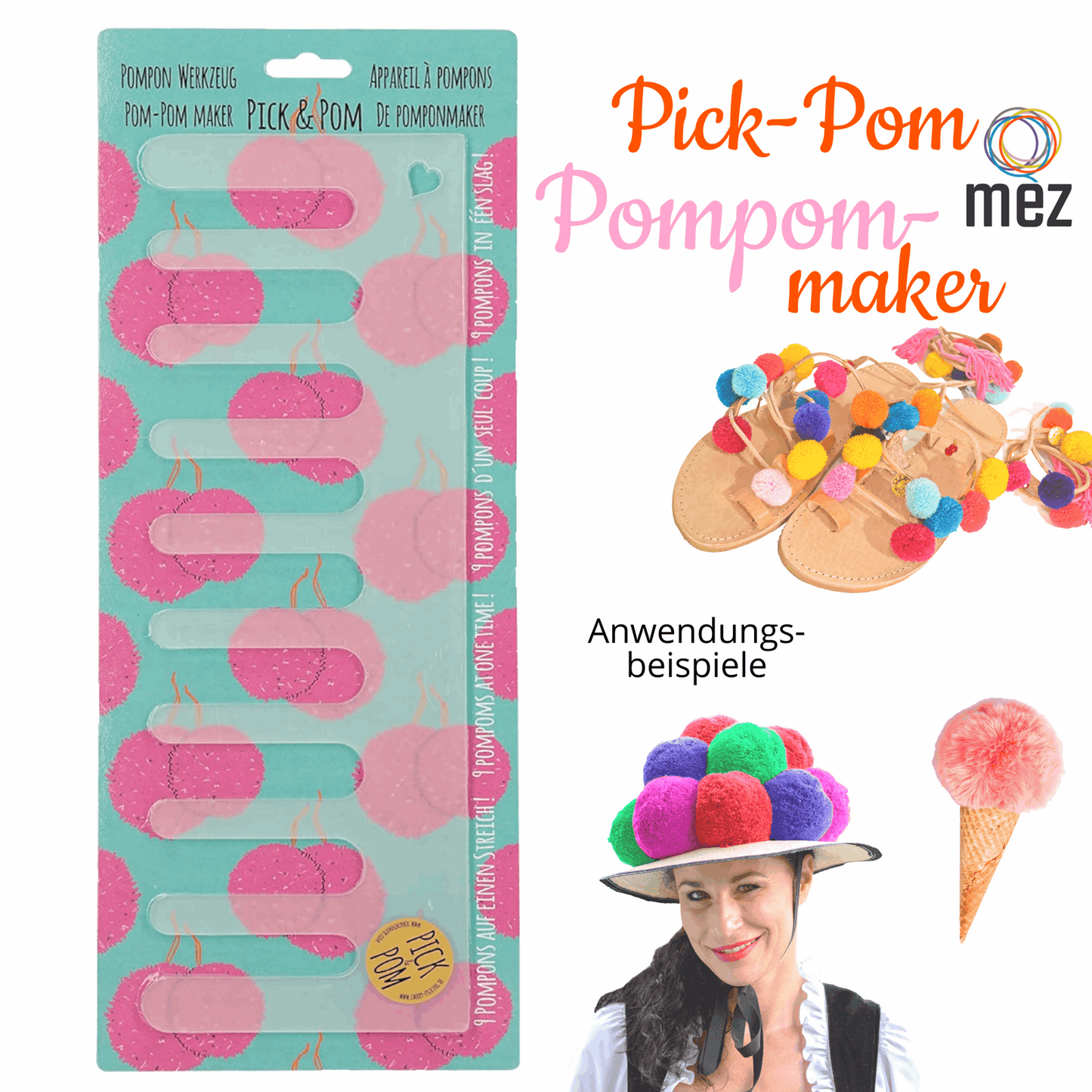 Pick & Pom Pomponmaker, Anleitung auf der Verpackung, 99817907