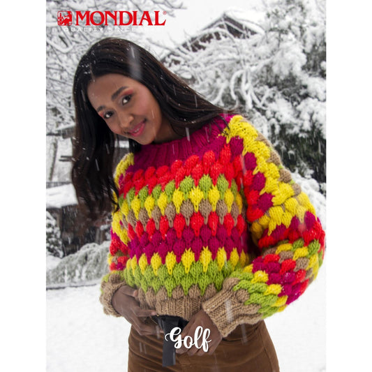 Modell Golf Farbfroher Pullover mit Blasenmuster Damen  (DE, IT, ES) – Originalanleitung von © Lane Mondial