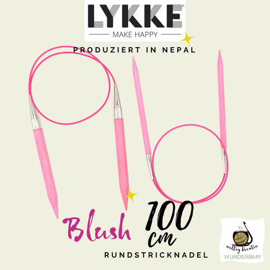 Lykke circular knitting needle blush, 100 cm, size: 4, made of birch wood, item 15001010