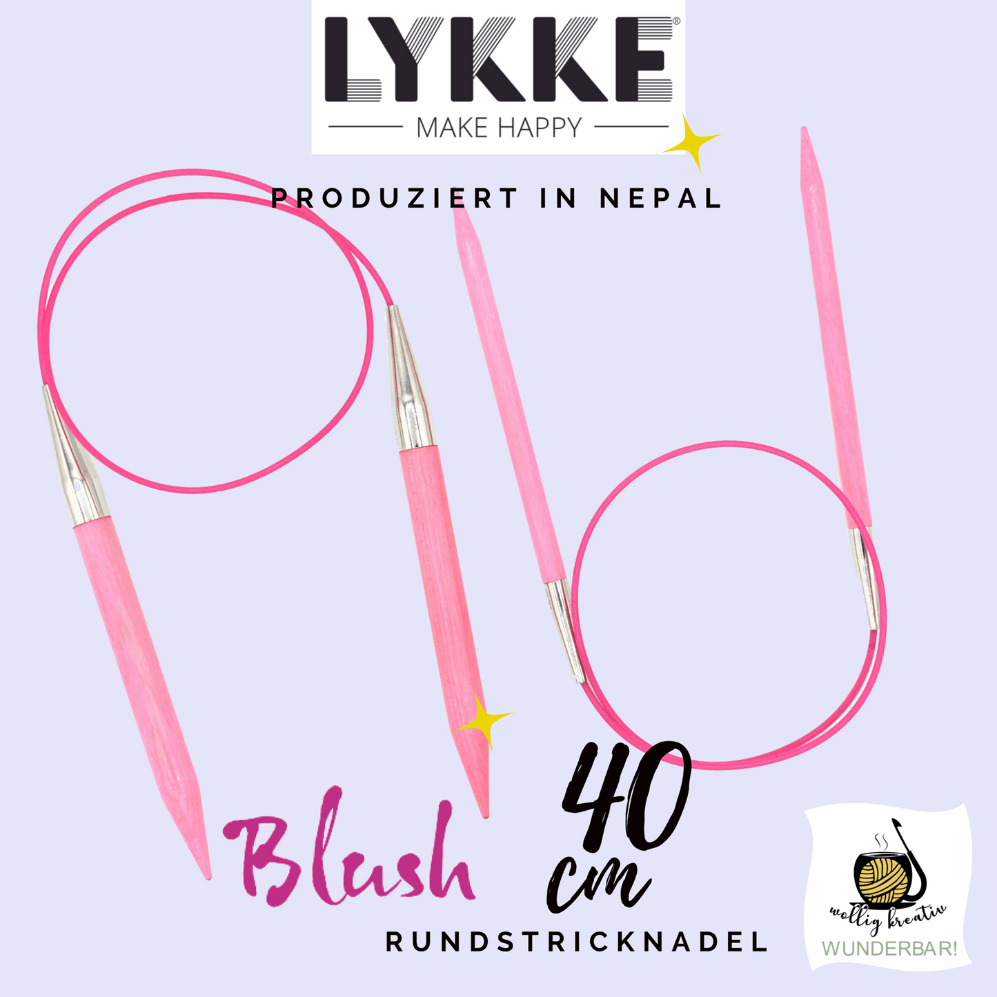 Lykke circular knitting needle blush, 40 cm, size: 2.5, made of birch wood, item 15001010