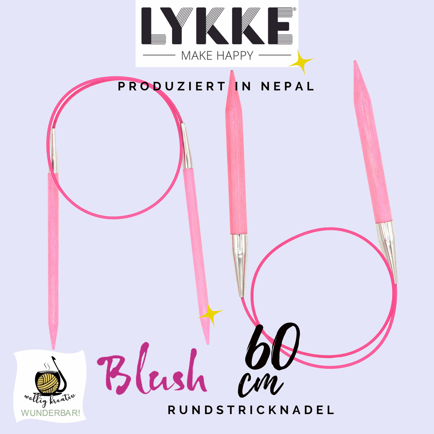 Lykke circular knitting needle blush, 60 cm, size: 2.5, made of birch wood, item 15001010