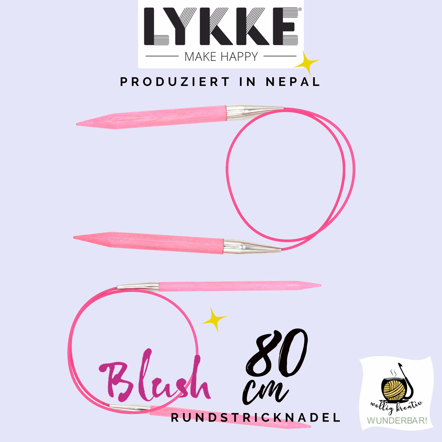 Lykke circular knitting needle blush, 80 cm, size: 3, made of birch wood, item 15001010