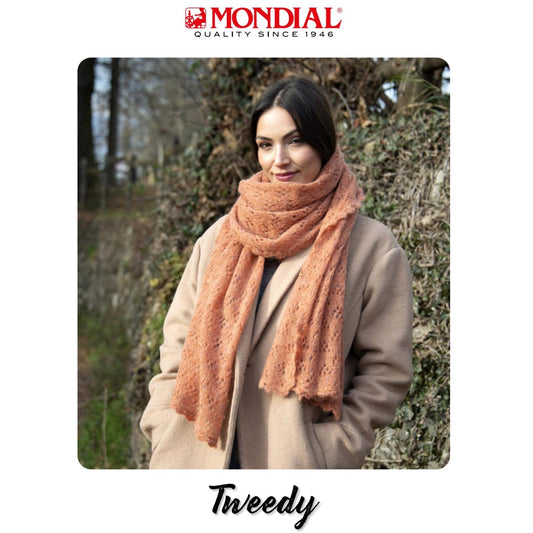 Modell Tweedy Damen Schal mit Lochmuster (DE, IT, ES, EN, SV) – Originalanleitung von © Lane Mondial
