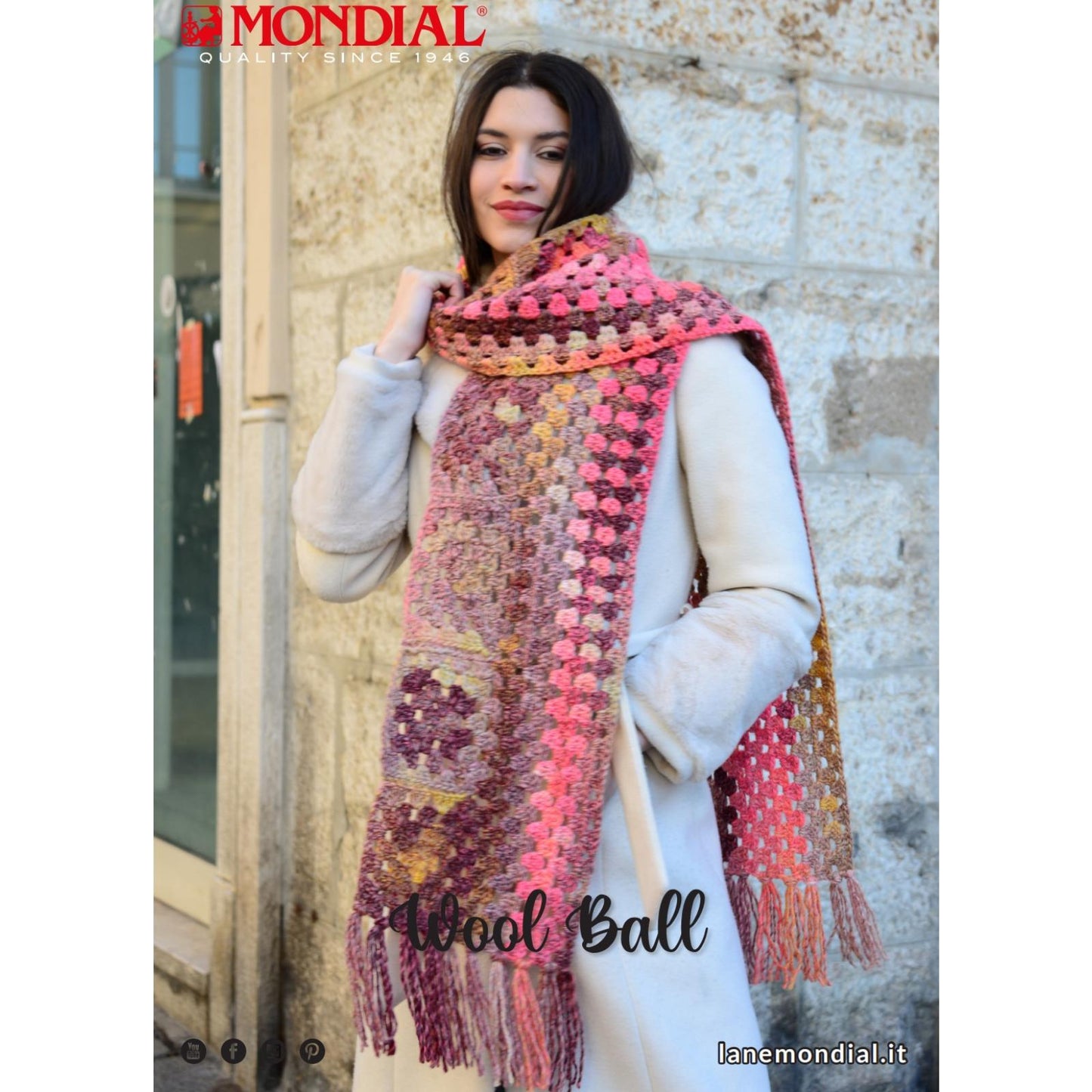 Modell Wool Ball Granny-Schal (DE, IT, ES) – Originalanleitung von © Lane Mondial