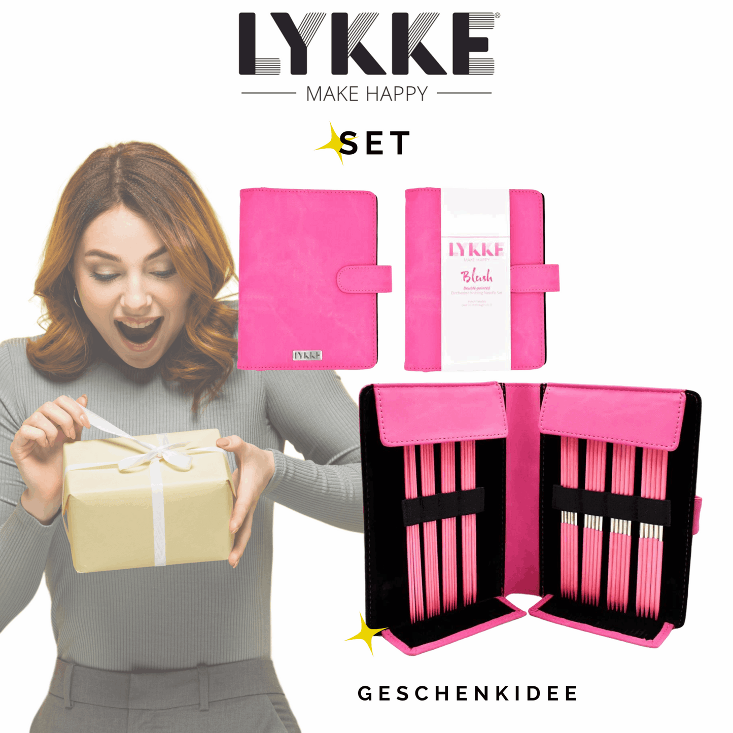 Set of Lykke double pointed needles (double pointed needles) Blush - Fuchsia, Art. 15001300