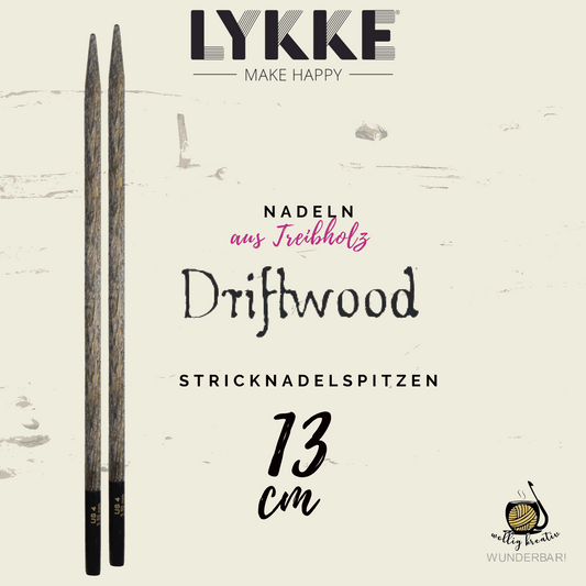 Lykke knitting needle tip, size: 3.5, made of driftwood, item 15003200