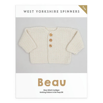 WyS, Beau Baby Strickjacke im klassischen Moss-Stitch-Look, digitale Strickanleitung