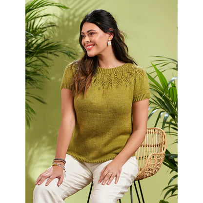 WYS, Lyra Feather Lace Yoke Top, digitale Strickanleitung