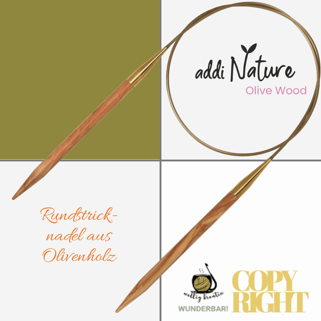 Addi, Nature Olive Wood circular knitting needle, 65757, size 3.5, length 50