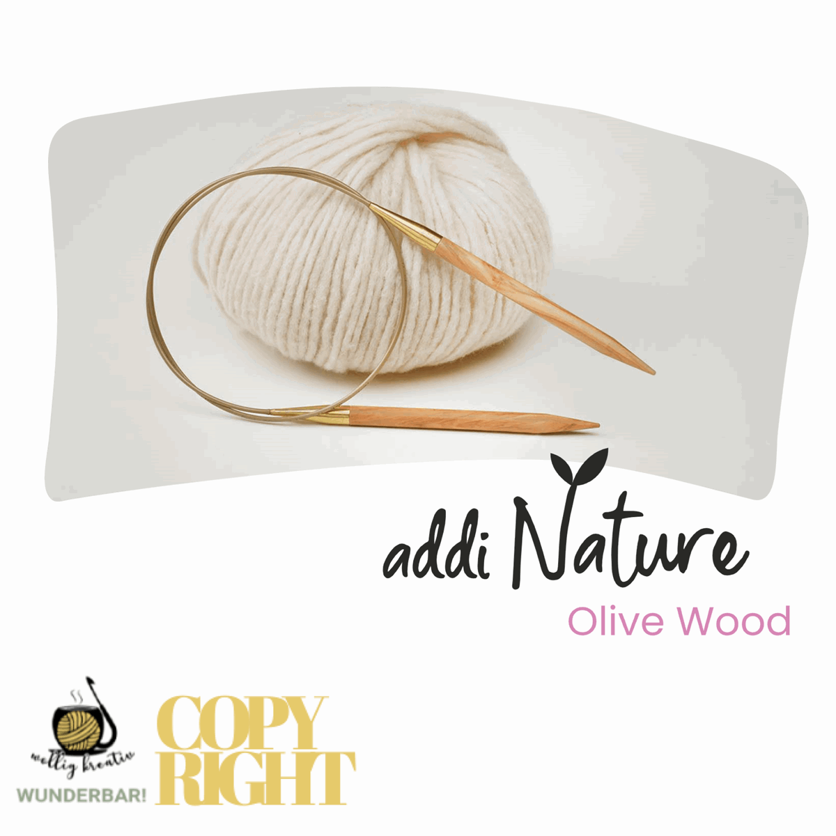 Addi, Nature Olive Wood circular knitting needle, 65757, size 3, length 120