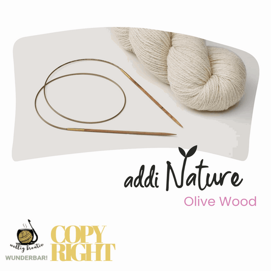 Addi, Nature Olive Wood circular knitting needle, 65757, size 4.5, length 40