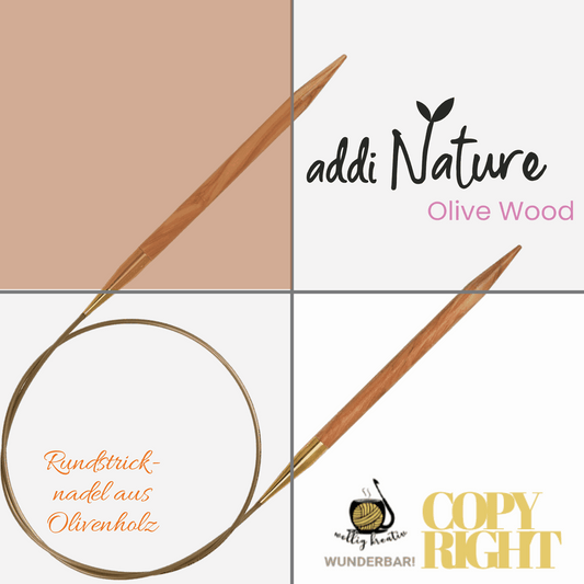 Addi, Nature Olive Wood circular knitting needle, 65757, size 3.5, length 100