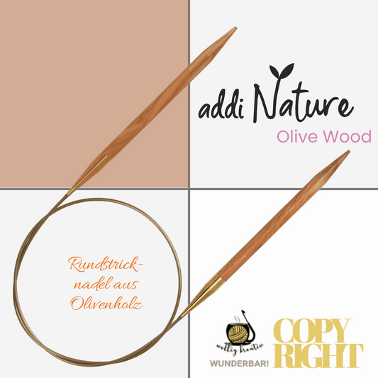 Addi, Nature Olive Wood circular knitting needle, 65757, size 3.5, length 120