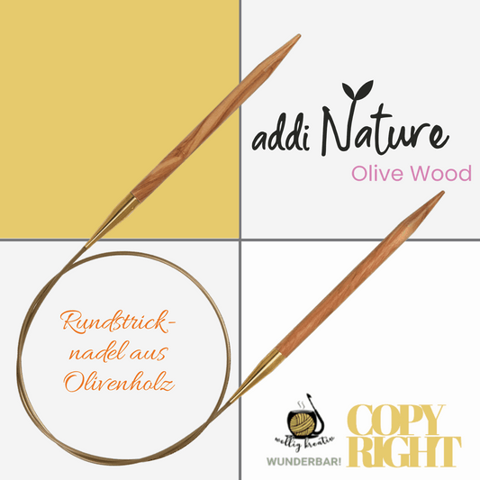 Addi, Nature Olive Wood circular knitting needle, 65757, size 3.25, length 40