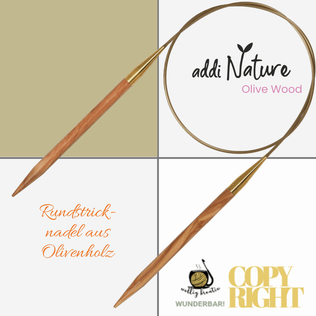 Addi, Nature Olive Wood circular knitting needle, 65757, size 12, length 60