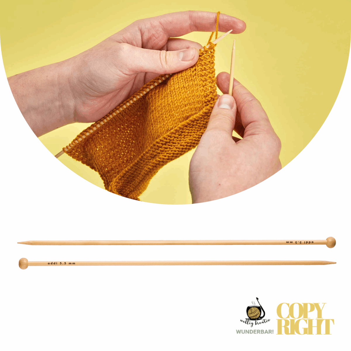 Addi, Nature Bamboo jacket knitting needle, 65007, size 3.5, length 25