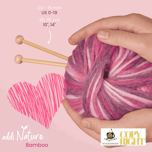 Addi, Nature Bamboo jacket knitting needle, 65007, size 3.75, length 25