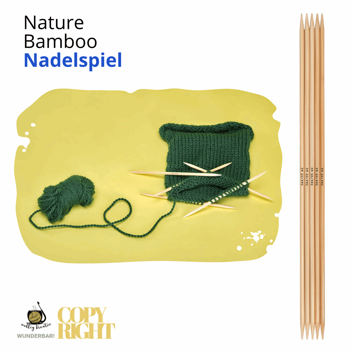 Addi, Nature Bamboo Nadelspiel, 65017, Größe 2, Länge 15