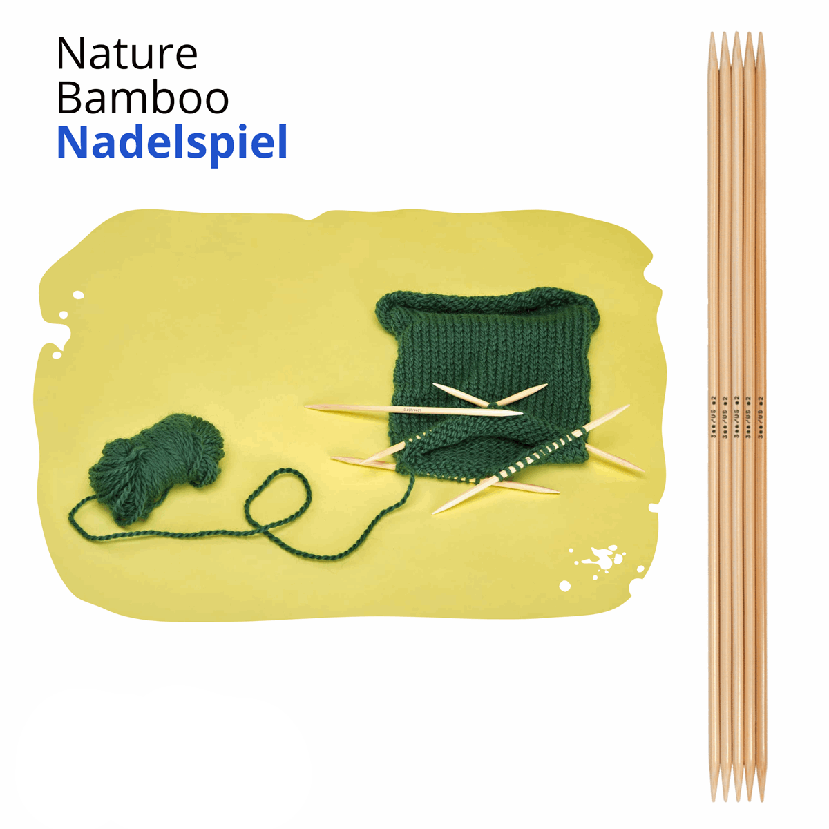 Addi, Nature Bamboo Nadelspiel, 65012, Größe 3,25 Länge 15 cm