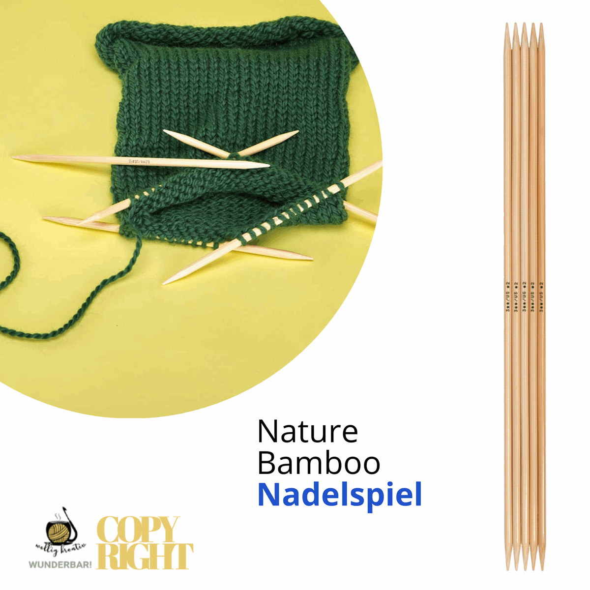 Addi, Nature Bamboo double pointed needles, 65012, size 3 length 20 cm