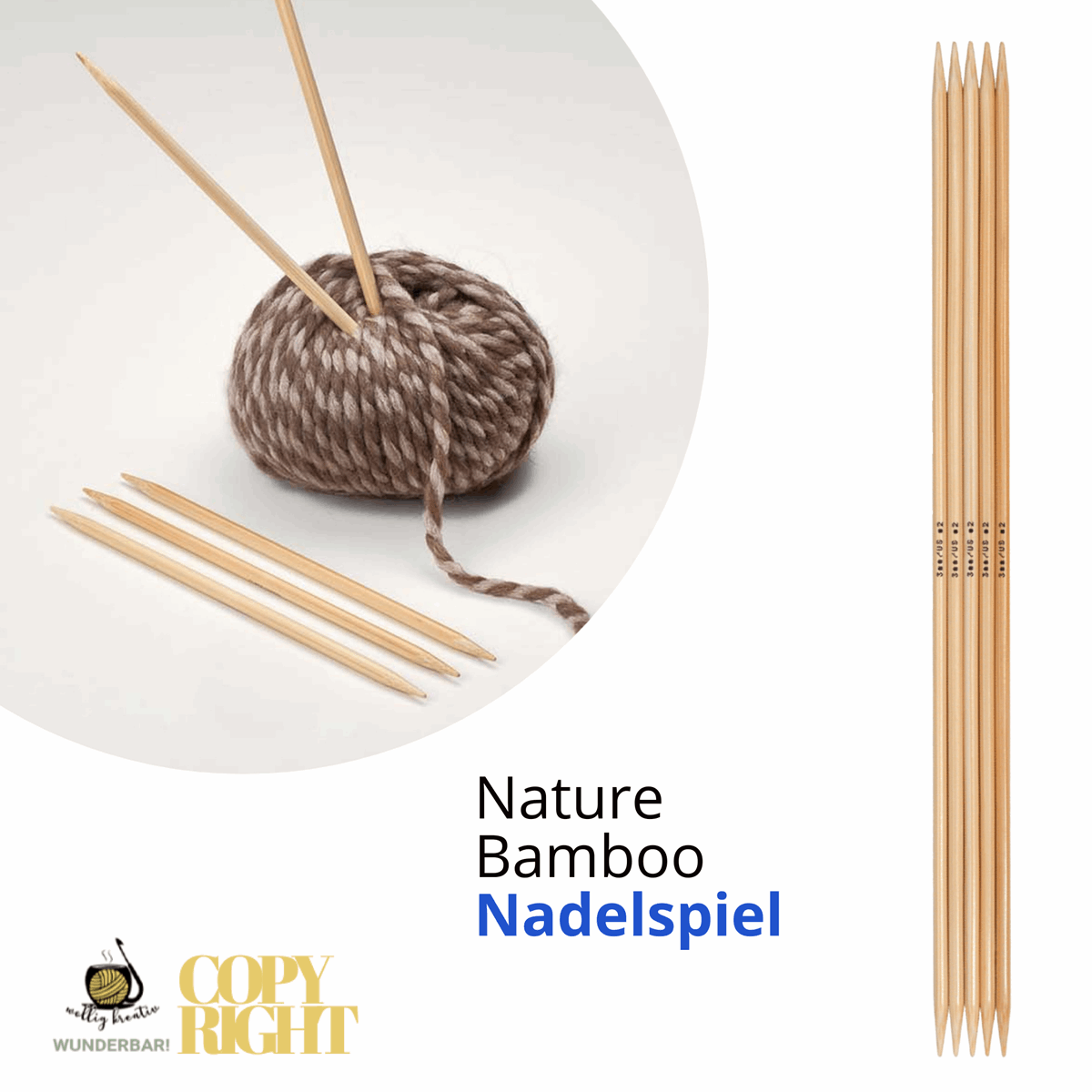 Addi, Nature Bamboo Nadelspiel, 65017, Größe 3,75, Länge 20