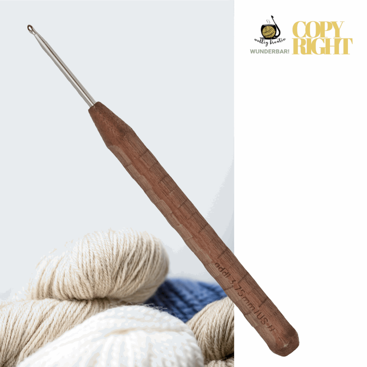 Addi, Nature Walnut Wood Wollhäkelnadel, 65877, Größe 2,5, Länge 16cm