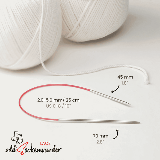 Addi, Sockwunder Lace mini circular knitting needle, 67107, size 3, length 25cm