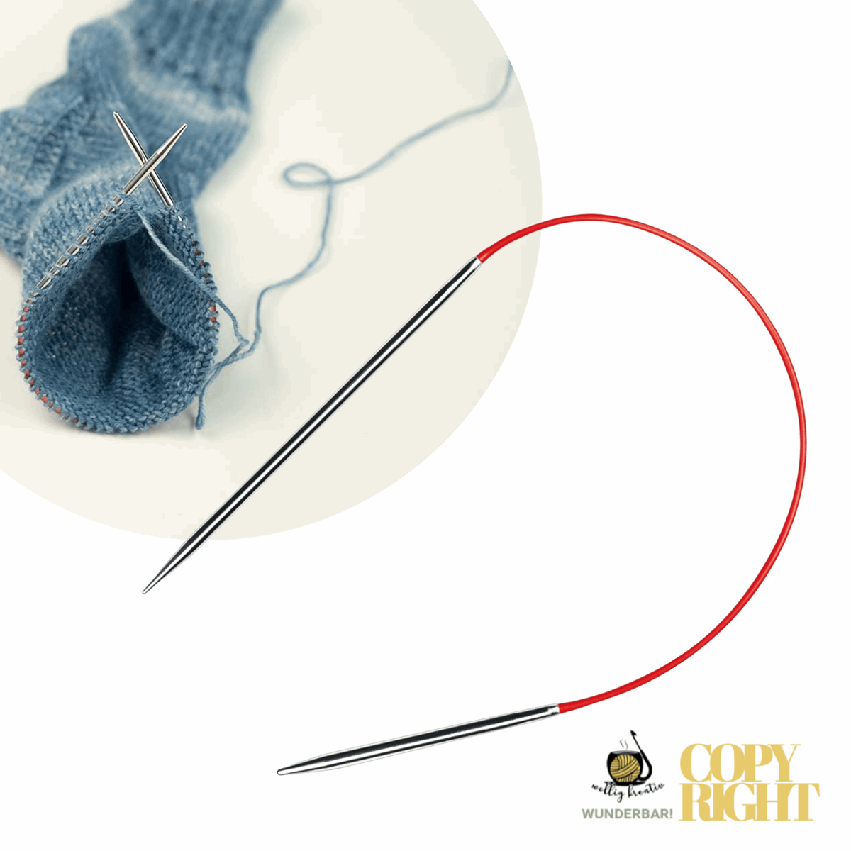 Addi, Sockwunder Lace mini circular knitting needle, 67107, size 2.5, length 25cm