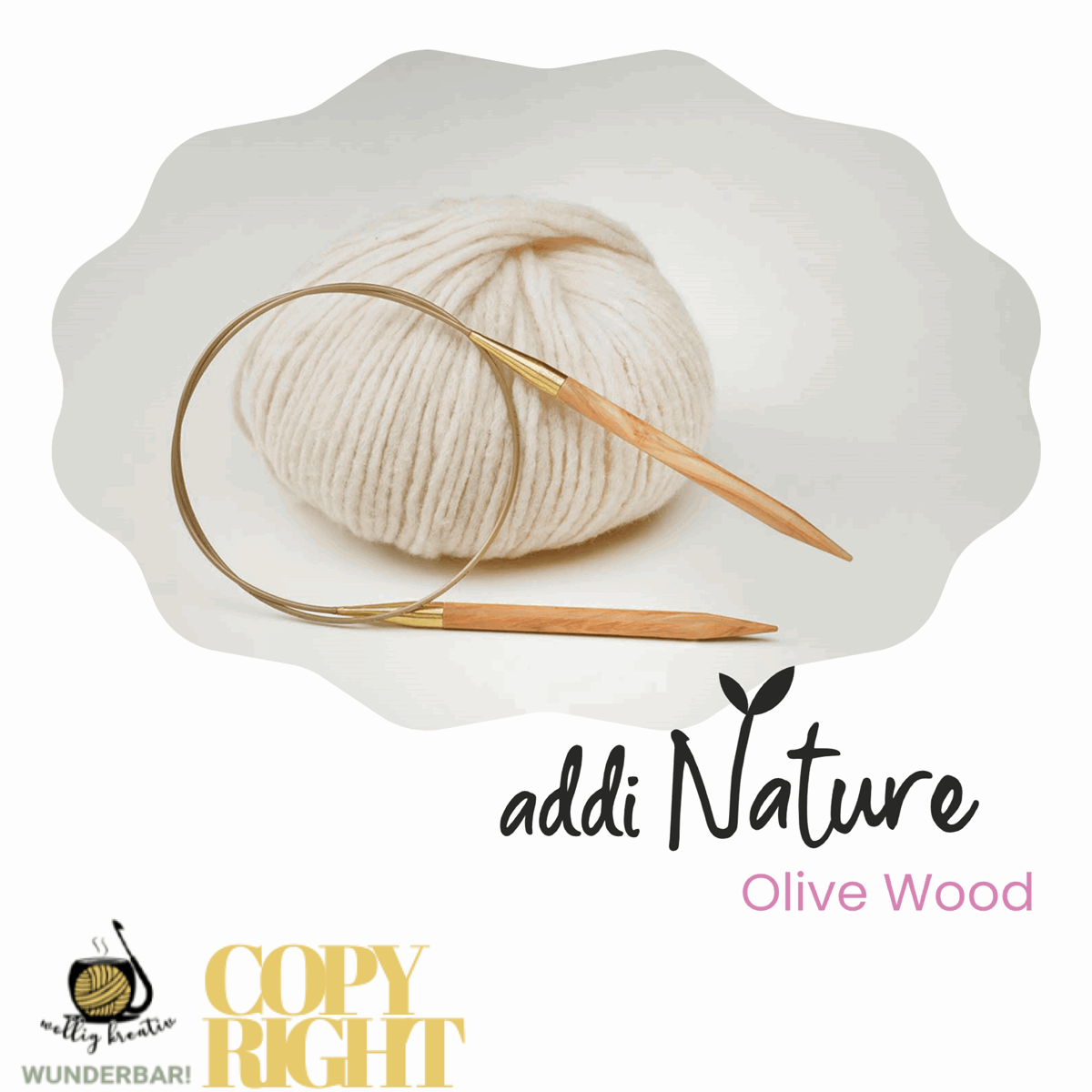 Addi, Nature Olive Wood circular knitting needle, 65757, size 3, length 80