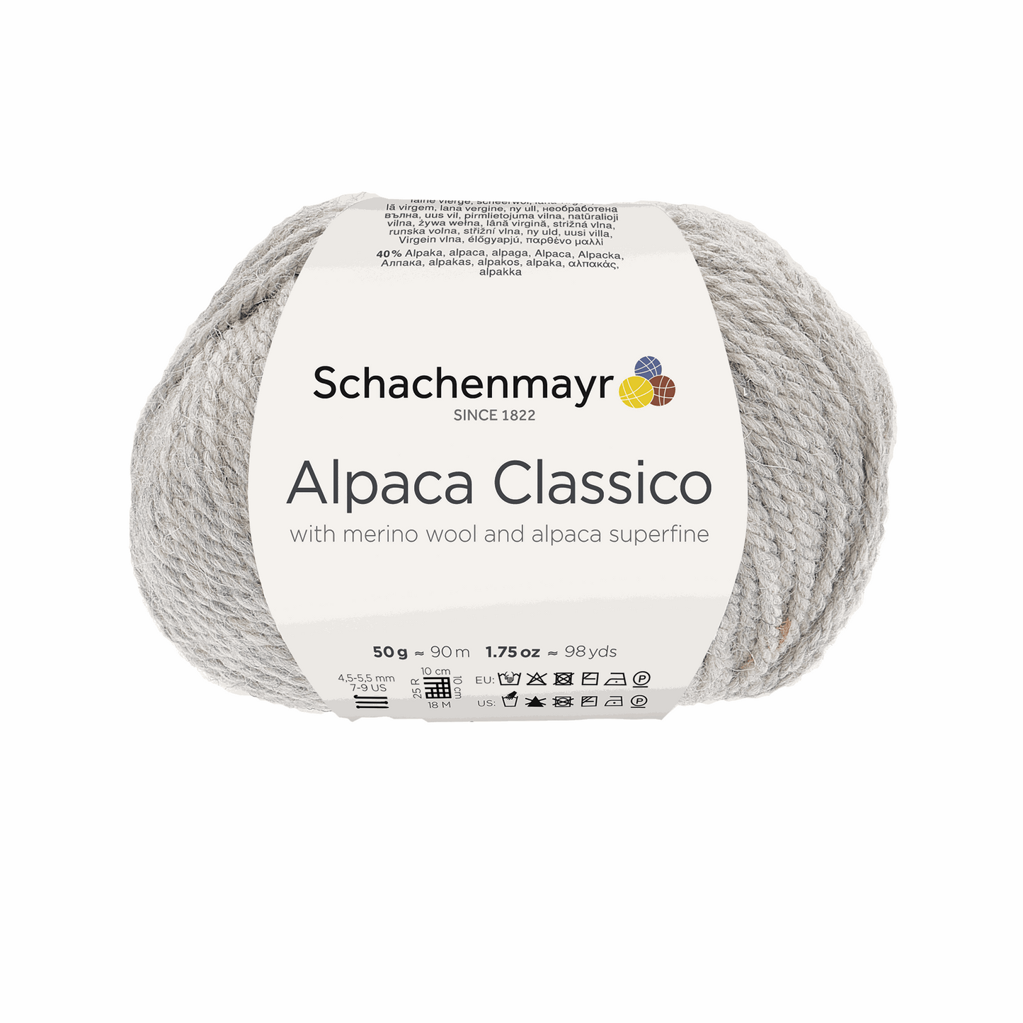 Alpaca classico 50g, 90369, Farbe 90, hellgrau meliert